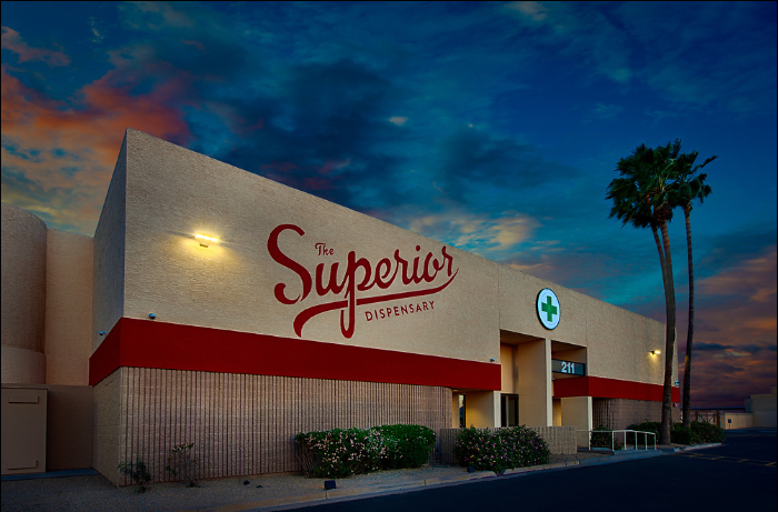 The Superior Dispensary exterior view showcasing professional Cannabis store services in Phoenix, Arizona